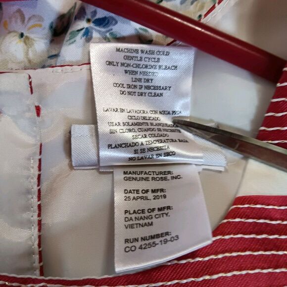 Jona Michelle Red White Stripe Party Dress Sleeveless with Faux Fur Shrug Sz 12 - Picture 13 of 13